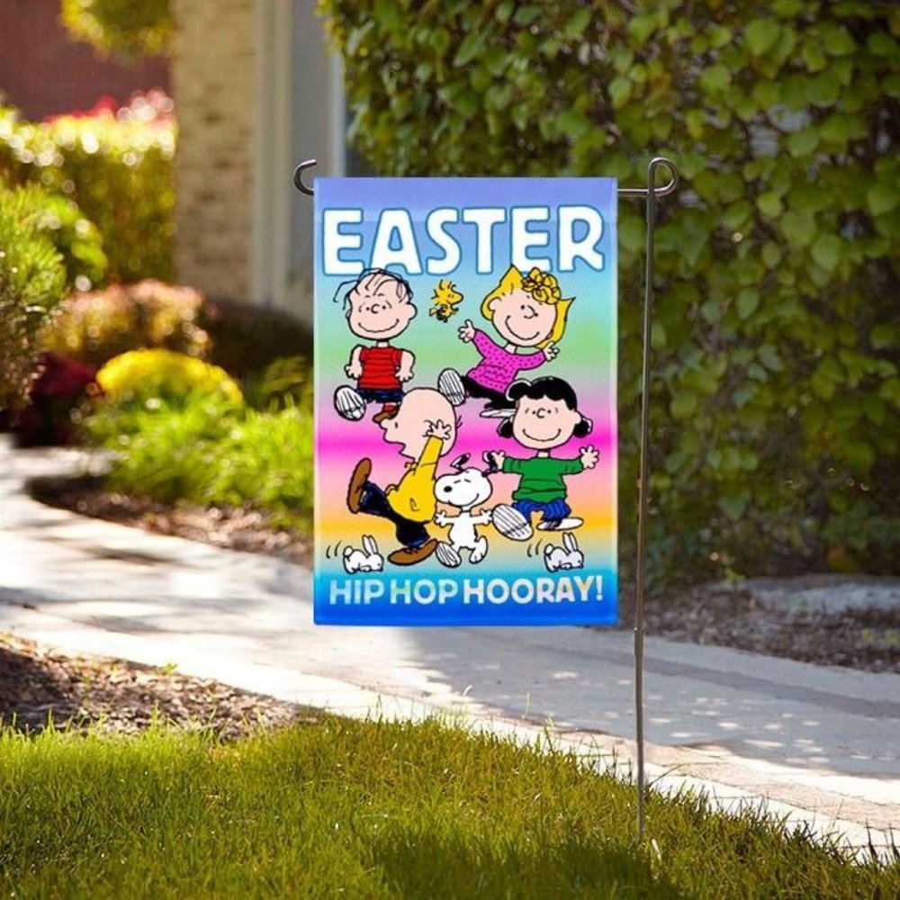 SNOOPY PEANUTS GANG Flag "Hip Hop Hooray" Garden Flag 12"X18" Lucy Sally 10407 N